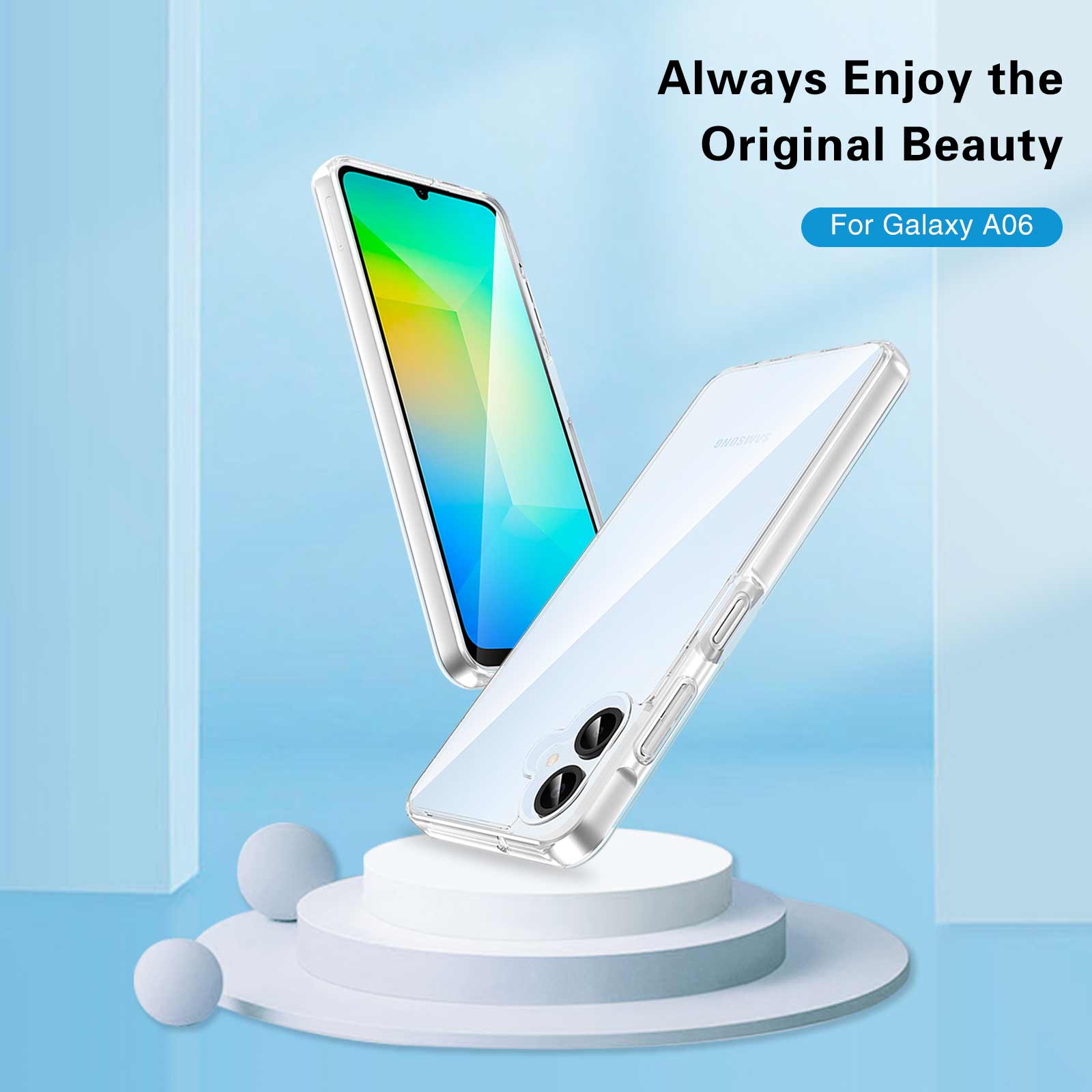 For Samsung Galaxy A06 Case PC + TPU Shockproof Clear Phone Cover - Transparent
