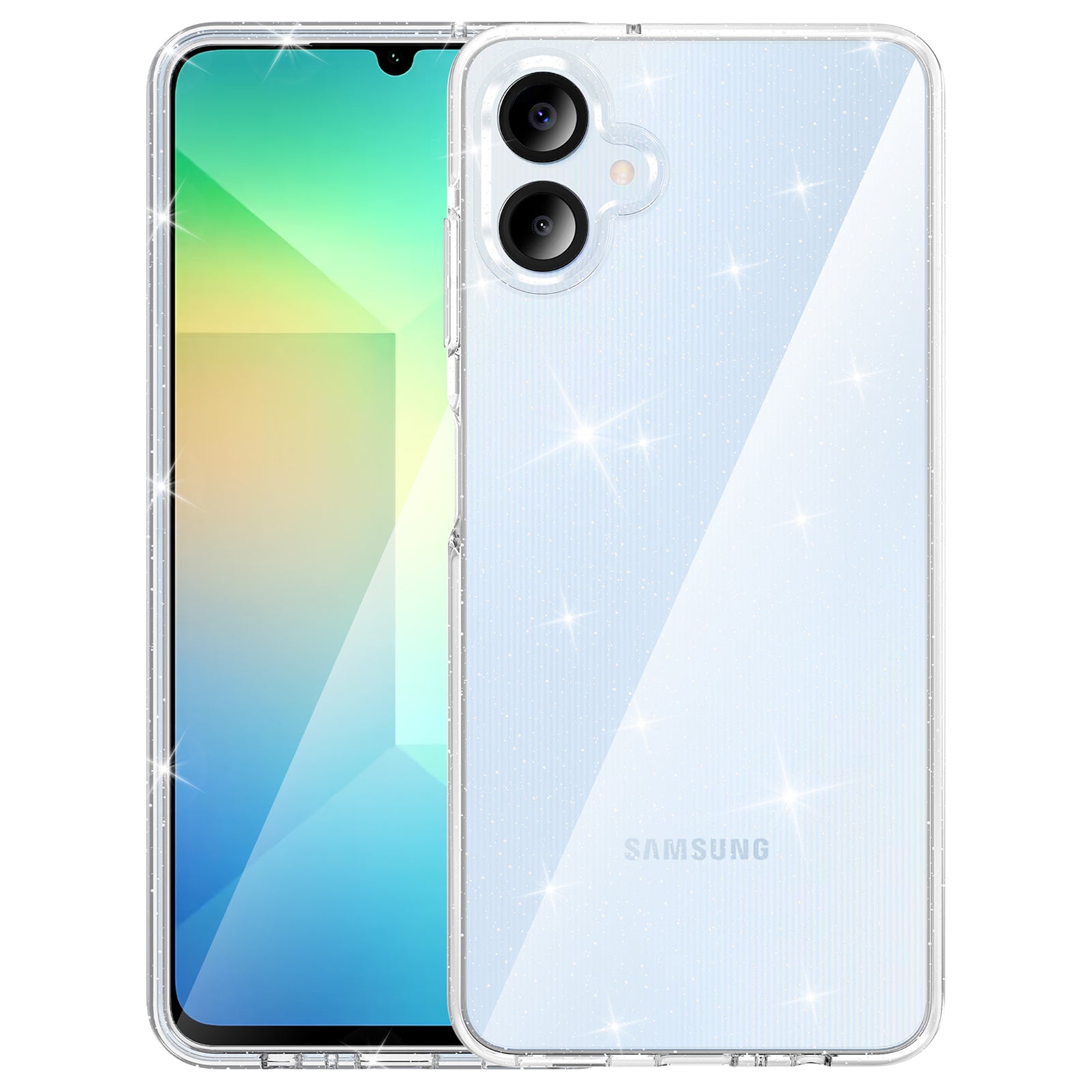 For Samsung Galaxy A06 Case PC + TPU Transparent Glitter Phone Cover