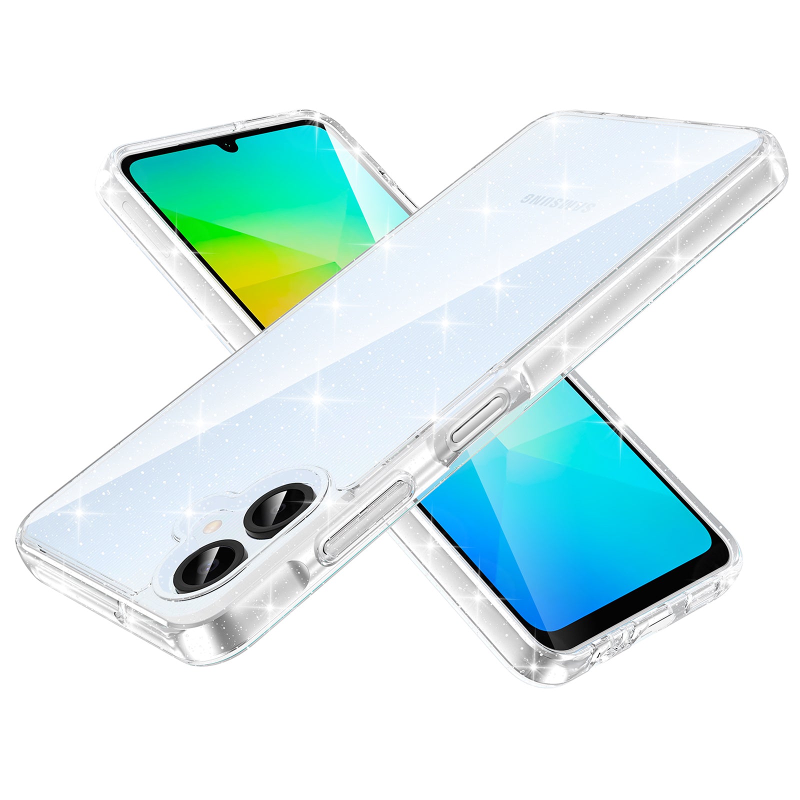 For Samsung Galaxy A06 Case PC + TPU Transparent Glitter Phone Cover