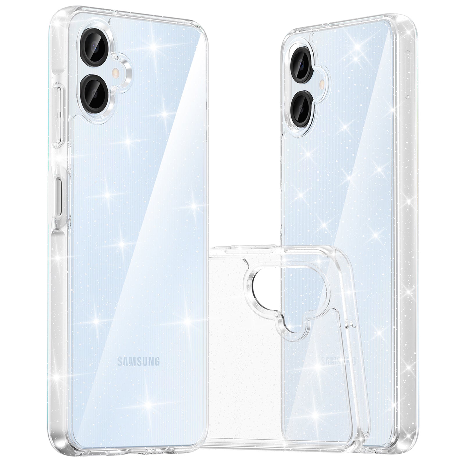 For Samsung Galaxy A06 Case PC + TPU Transparent Glitter Phone Cover