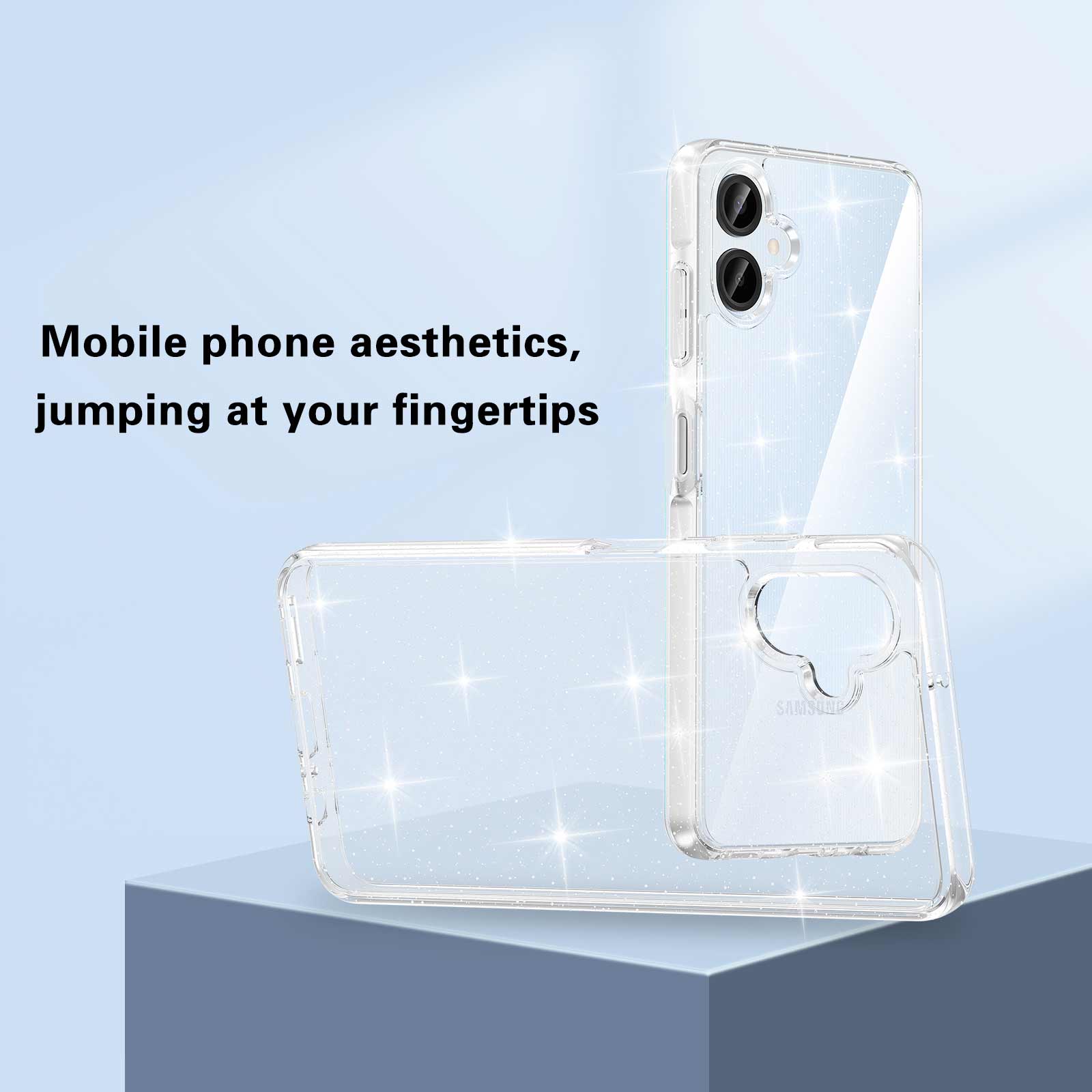For Samsung Galaxy A06 Case PC + TPU Transparent Glitter Phone Cover