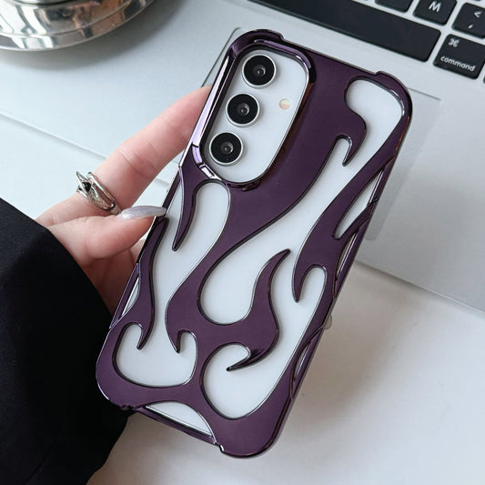 For Samsung Galaxy A16 4G / 5G Case Hollow Flame Design Electroplated TPU Phone Cover - Purple