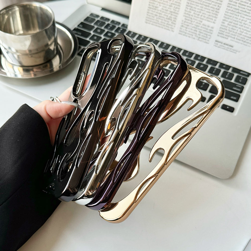 For Samsung Galaxy A16 4G / 5G Case Hollow Flame Design Electroplated TPU Phone Cover - Silver