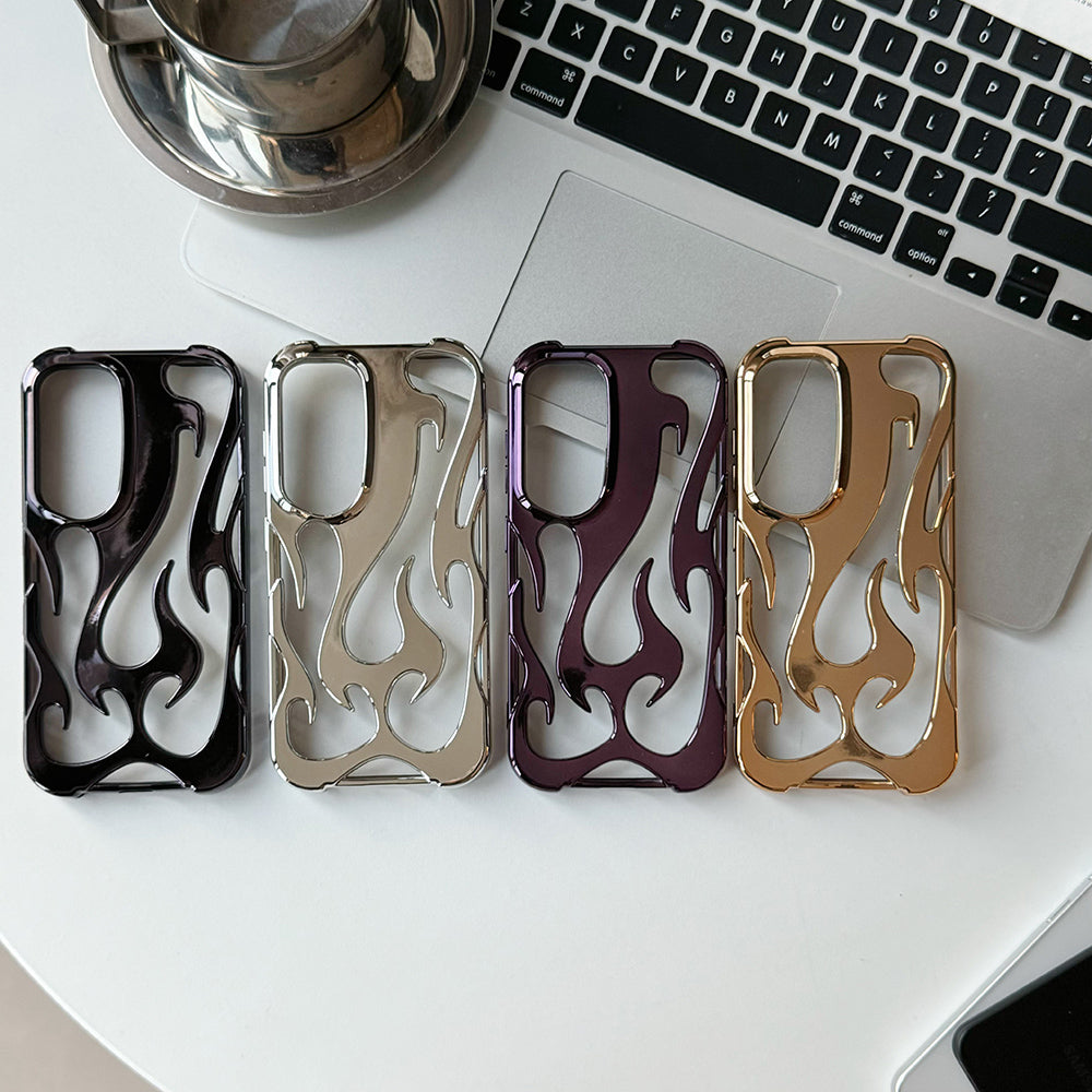 For Samsung Galaxy A16 4G / 5G Case Hollow Flame Design Electroplated TPU Phone Cover - Silver