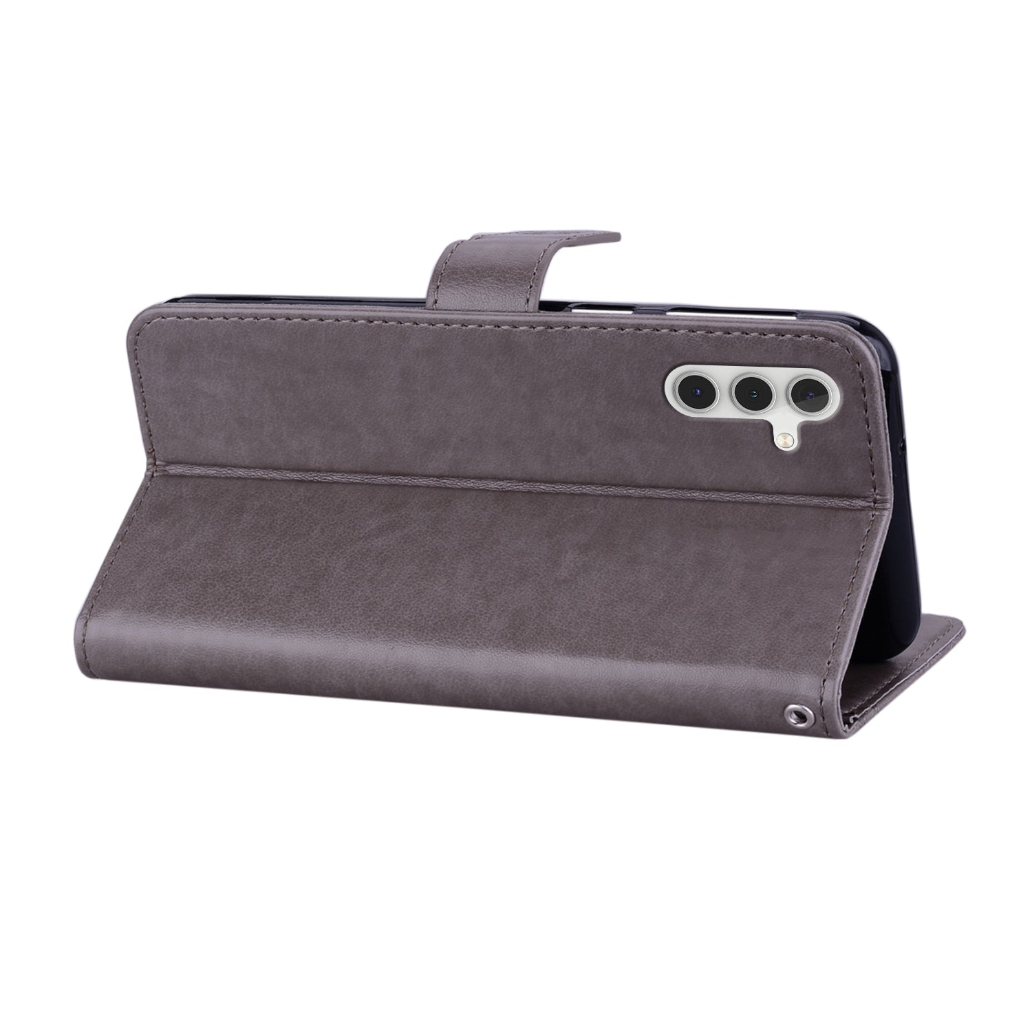For Samsung Galaxy A16 5G  /  4G Case Owl Flower Imprinted Leather Cover Wallet with Strap - Grey