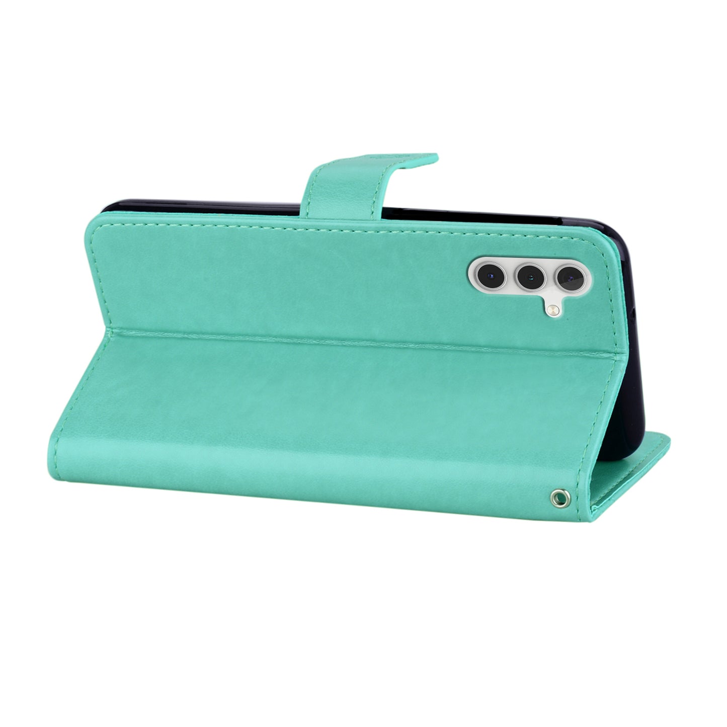 For Samsung Galaxy A16 5G  /  4G Case Owl Flower Imprinted Leather Cover Wallet with Strap - Cyan