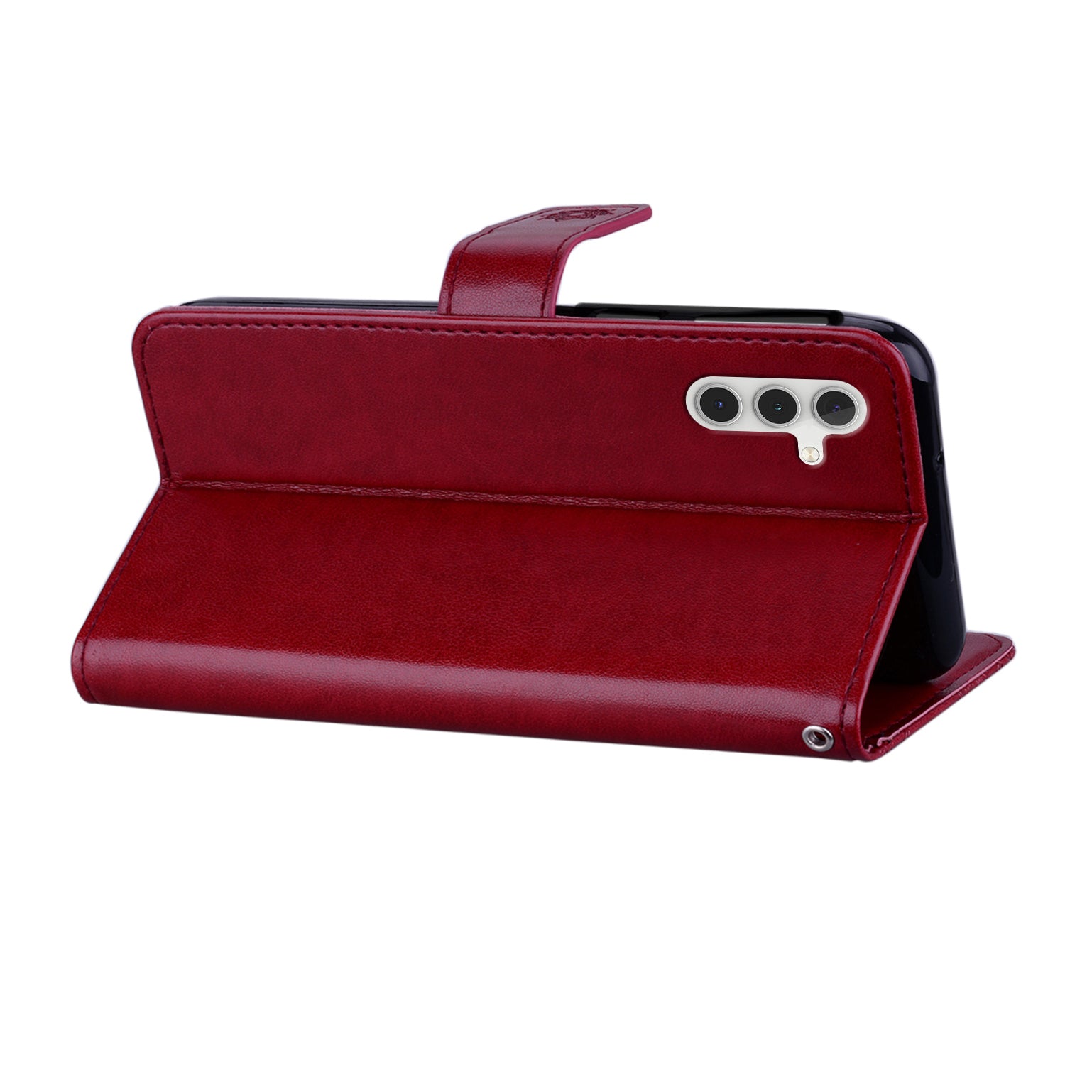 For Samsung Galaxy A16 5G  /  4G Case Owl Flower Imprinted Leather Cover Wallet with Strap - Red