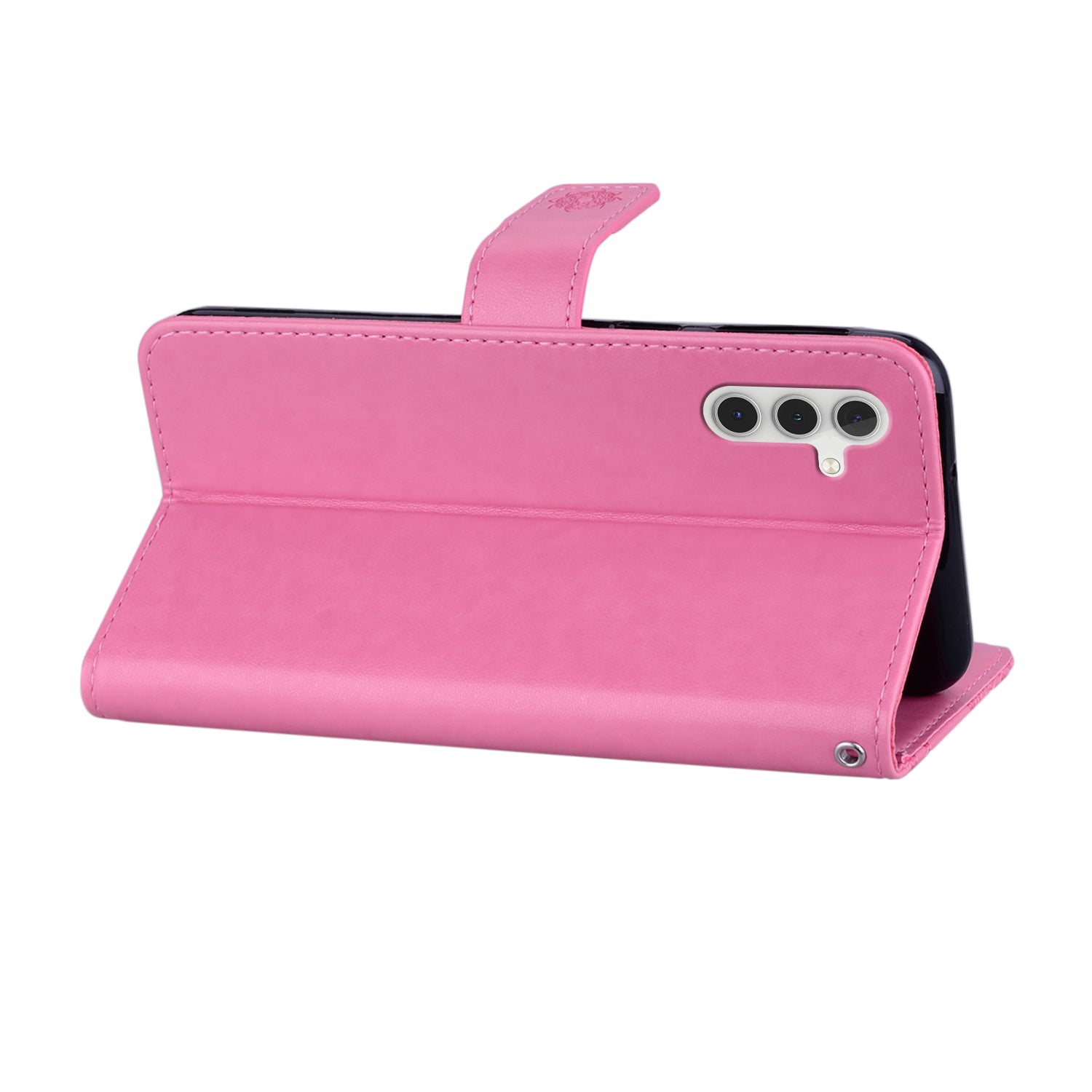 For Samsung Galaxy A16 5G  /  4G Case Owl Flower Imprinted Leather Cover Wallet with Strap - Rose