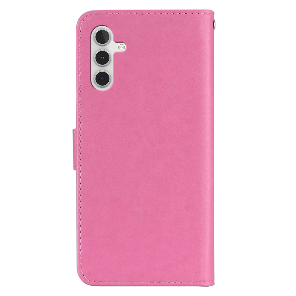 For Samsung Galaxy A16 5G  /  4G Case Owl Flower Imprinted Leather Cover Wallet with Strap - Rose