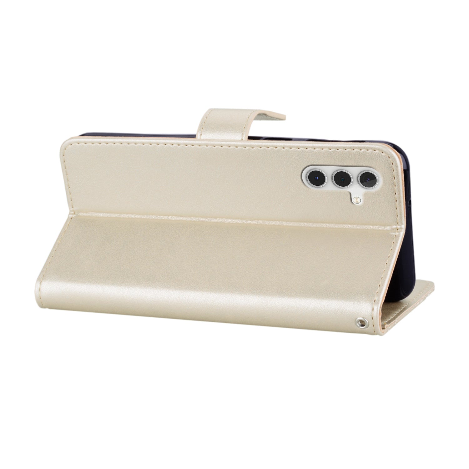 For Samsung Galaxy A16 5G  /  4G Case Owl Flower Imprinted Leather Cover Wallet with Strap - Gold