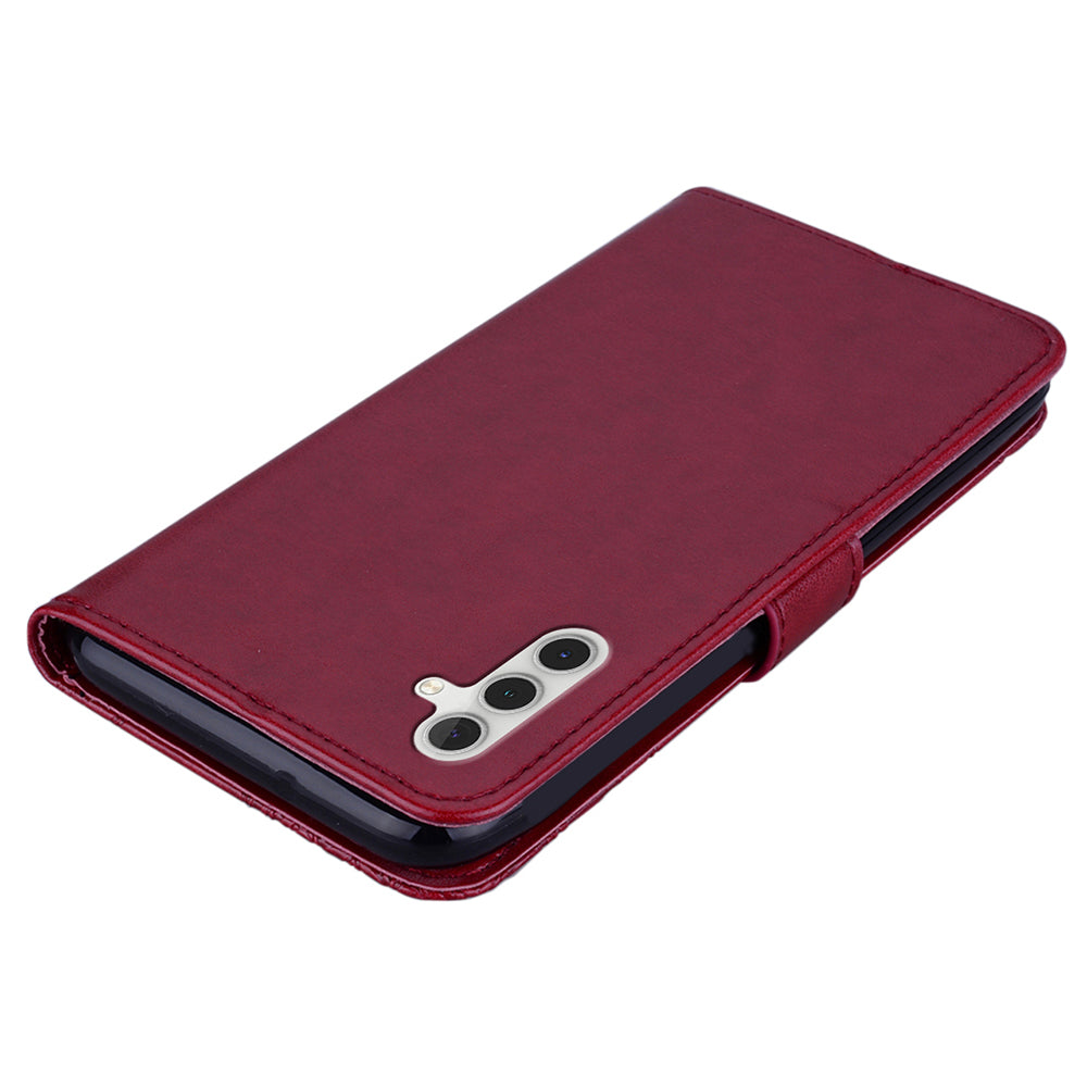 For Samsung Galaxy A16 5G  /  4G Wallet Case Owl Flower Imprinted Rhinestone Leather Cover - Red