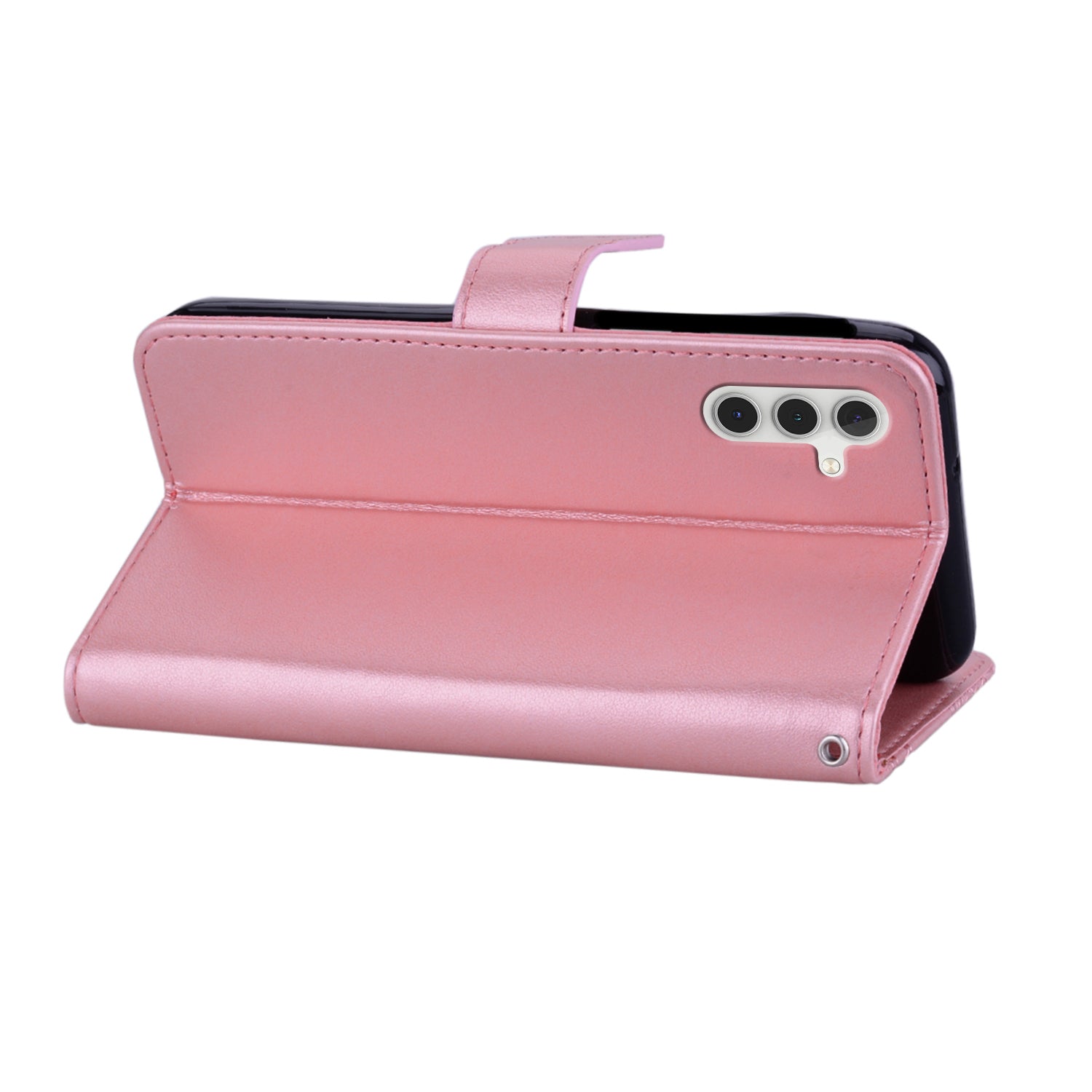 For Samsung Galaxy A16 5G  /  4G Wallet Case Owl Flower Imprinted Rhinestone Leather Cover - Rose Gold