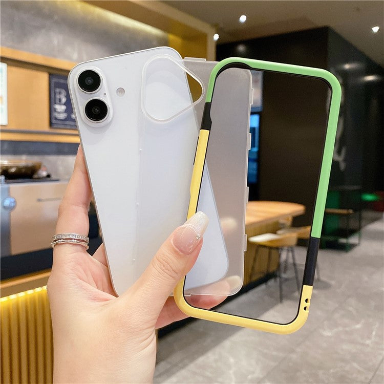 For iPhone 16 Case Detachable 2-in-1 TPU+PC Clear Phone Cover - Orange  /  Black