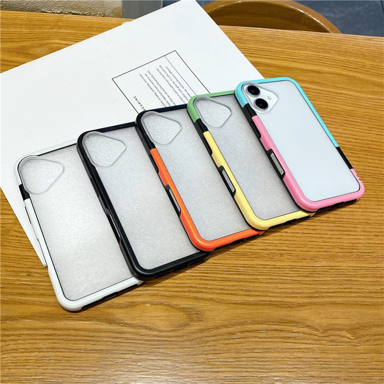 For iPhone 16 Case Detachable 2-in-1 TPU+PC Clear Phone Cover - Orange  /  Black