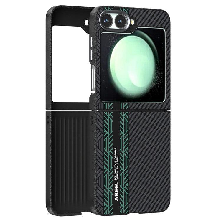 ABEEL For Samsung Galaxy Z Flip5 5G Case PC + Aluminum Alloy + PU Leather Phone Cover Compatible with MagSafe - Texture 2