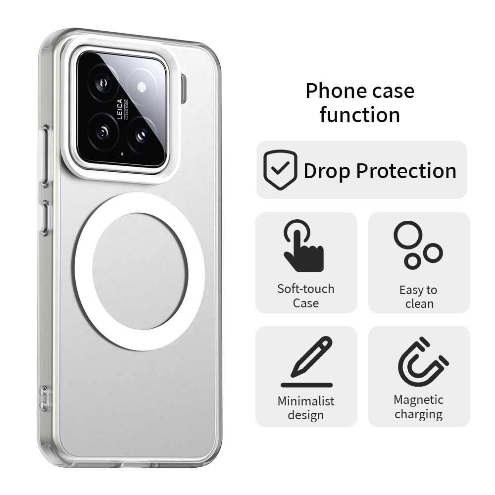 HAOYE Magnetisch Hoesje Voor Xiaomi 15 5G – TPU+PC Met Matte Finish, Anti-vingerafdruk, Schokbestendig – Compatibel Met MagSafe-accessoires – Zwart