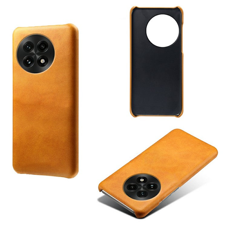 For OnePlus 13 Case Calf Texture PU Leather Hard PC Protective Phone Cover - Orange