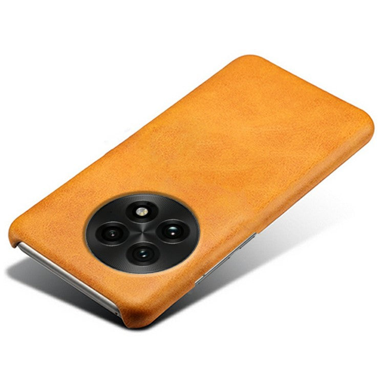 For OnePlus 13 Case Calf Texture PU Leather Hard PC Protective Phone Cover - Orange