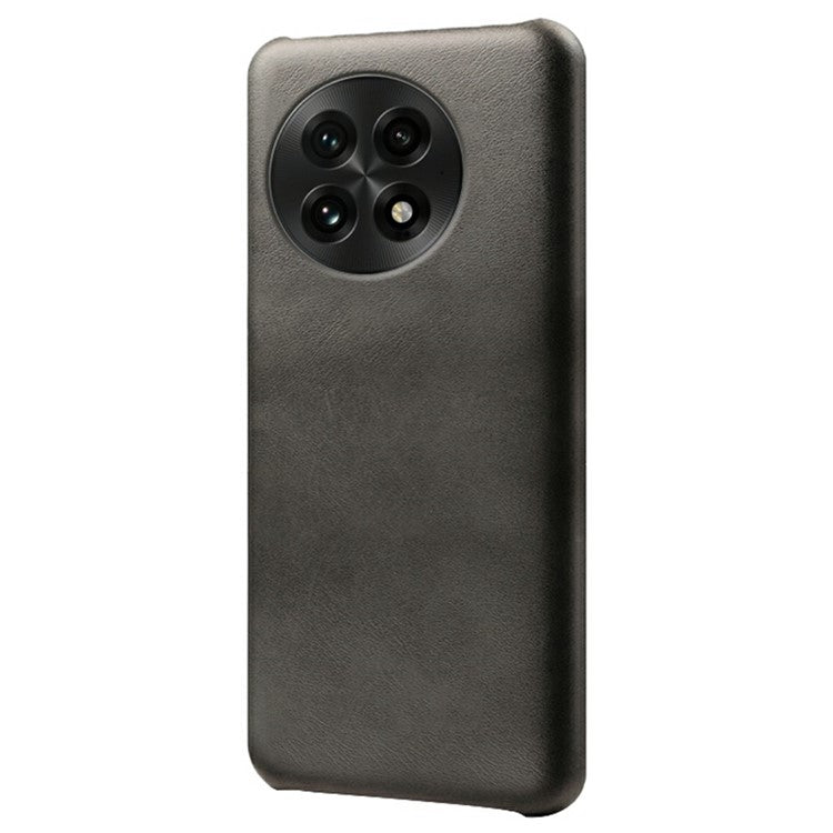 For OnePlus 13 Case Calf Texture PU Leather Hard PC Protective Phone Cover - Black