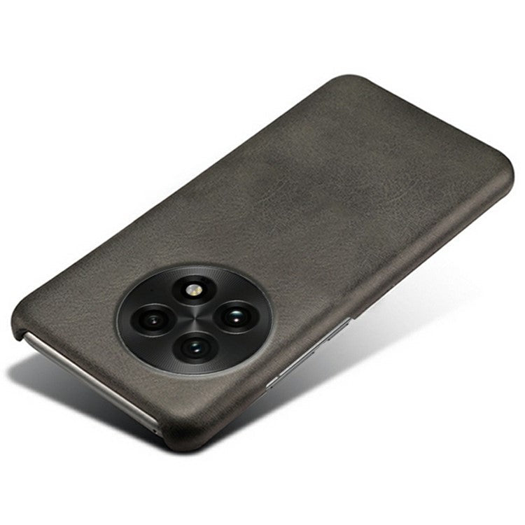 For OnePlus 13 Case Calf Texture PU Leather Hard PC Protective Phone Cover - Black