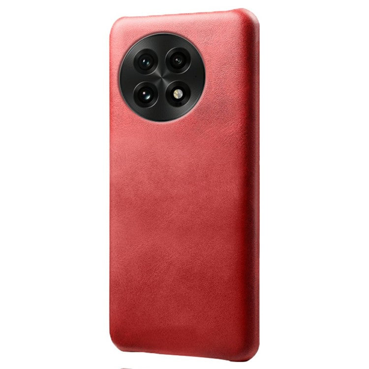 For OnePlus 13 Case Calf Texture PU Leather Hard PC Protective Phone Cover - Red