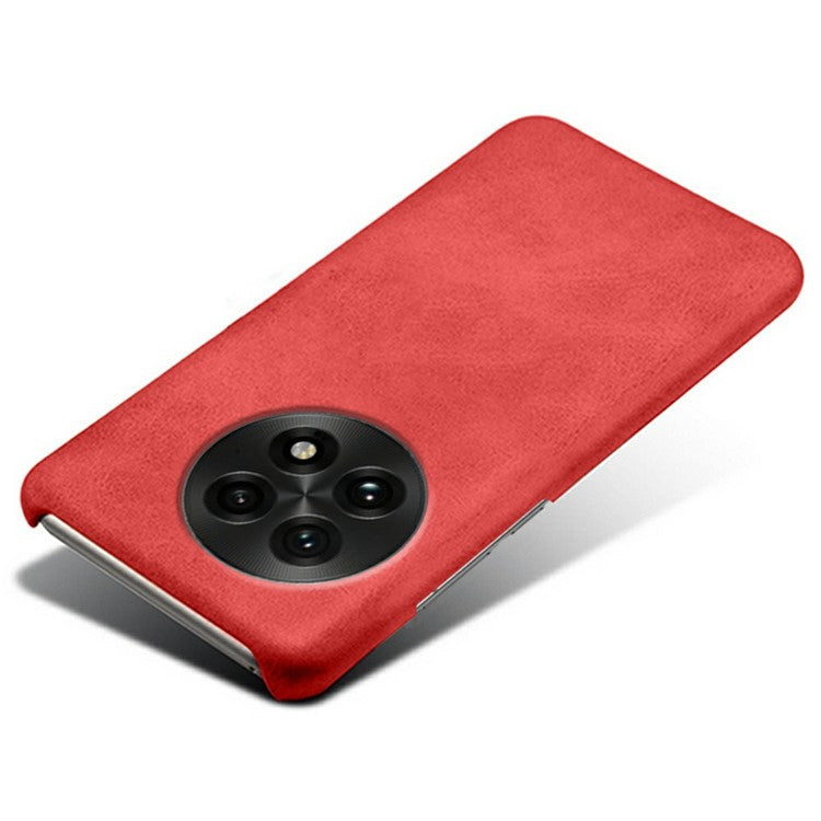 For OnePlus 13 Case Calf Texture PU Leather Hard PC Protective Phone Cover - Red