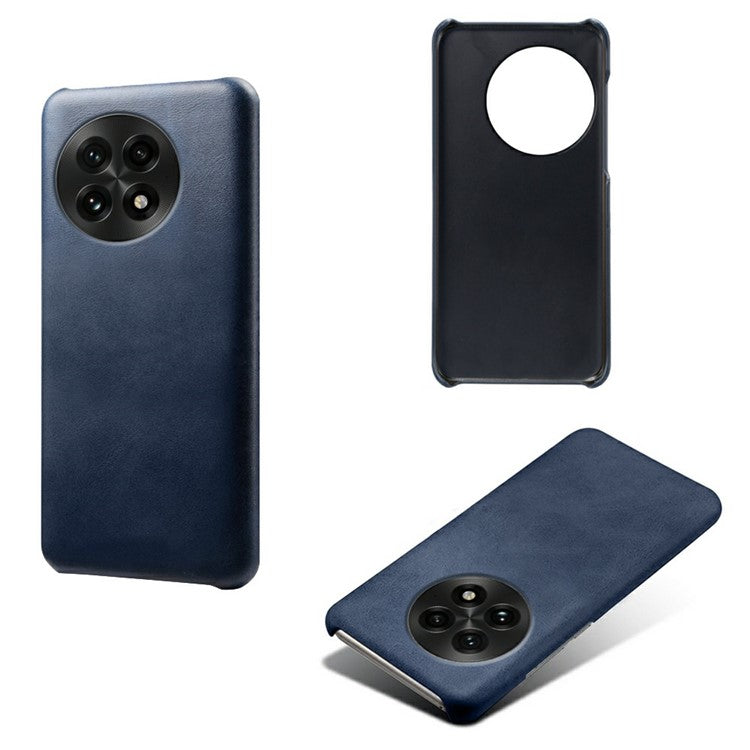 For OnePlus 13 Case Calf Texture PU Leather Hard PC Protective Phone Cover - Blue