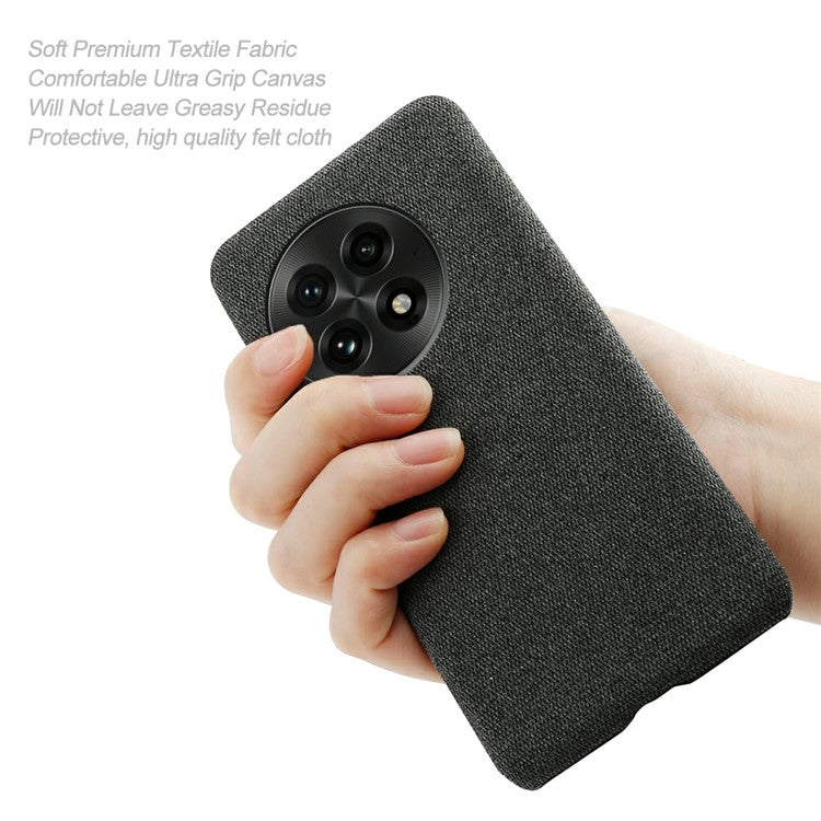 For OnePlus 13 Case Cloth Texture Anti-Scratch Protective PC Phone Cover - Black