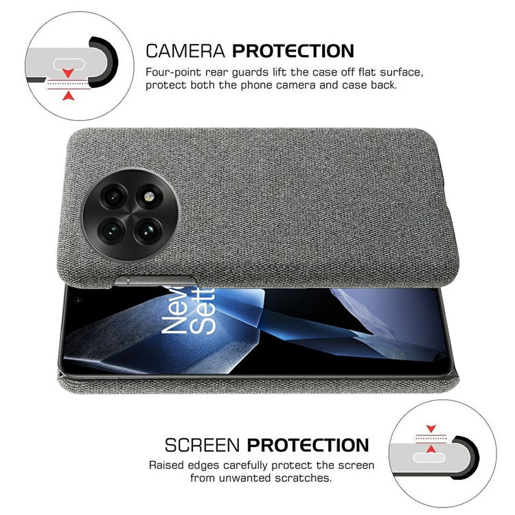 For OnePlus 13 Case Cloth Texture Anti-Scratch Protective PC Phone Cover - Grey