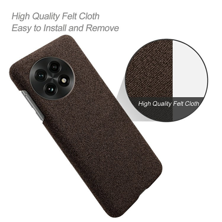 For OnePlus 13 Case Cloth Texture Anti-Scratch Protective PC Phone Cover - Brown
