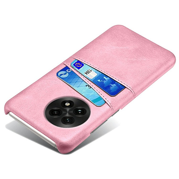 For OnePlus 13 Case Dual Card Slots PU Leather + Hard PC Phone Cover - Rose Gold