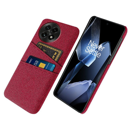 For OnePlus 13 Case Cloth + Hard PC Phone Cover with Dual Card Slots - Red
