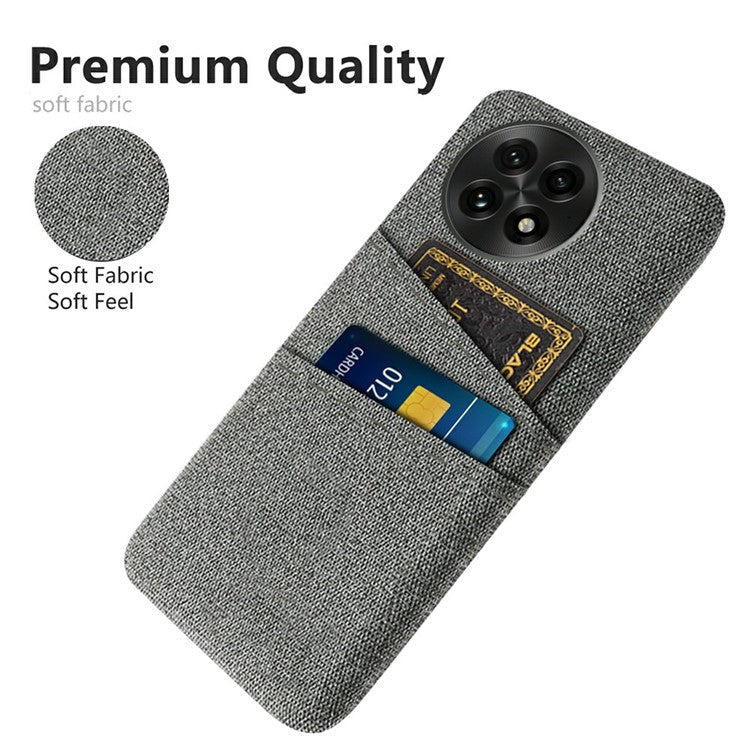 For OnePlus 13 Case Cloth + Hard PC Phone Cover with Dual Card Slots - Grey