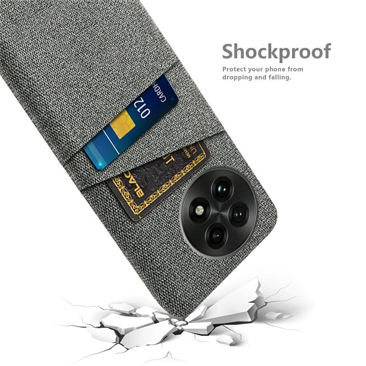 For OnePlus 13 Case Cloth + Hard PC Phone Cover with Dual Card Slots - Grey