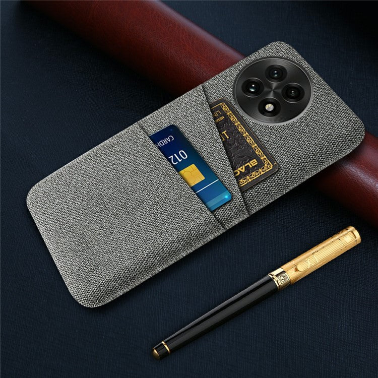 For OnePlus 13 Case Cloth + Hard PC Phone Cover with Dual Card Slots - Grey