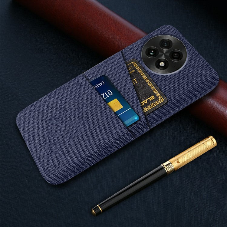 For OnePlus 13 Case Cloth + Hard PC Phone Cover with Dual Card Slots - Blue