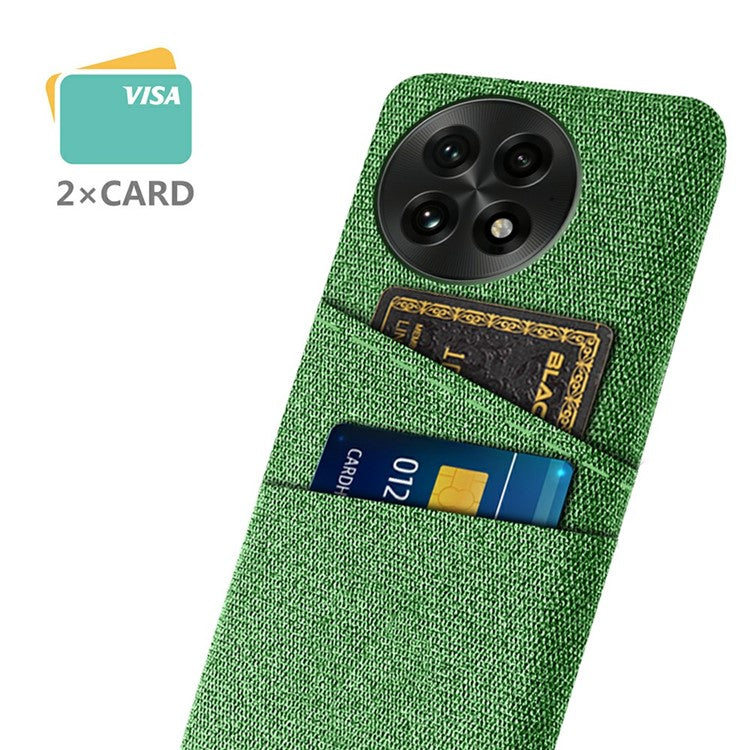 For OnePlus 13 Case Cloth + Hard PC Phone Cover with Dual Card Slots - Green