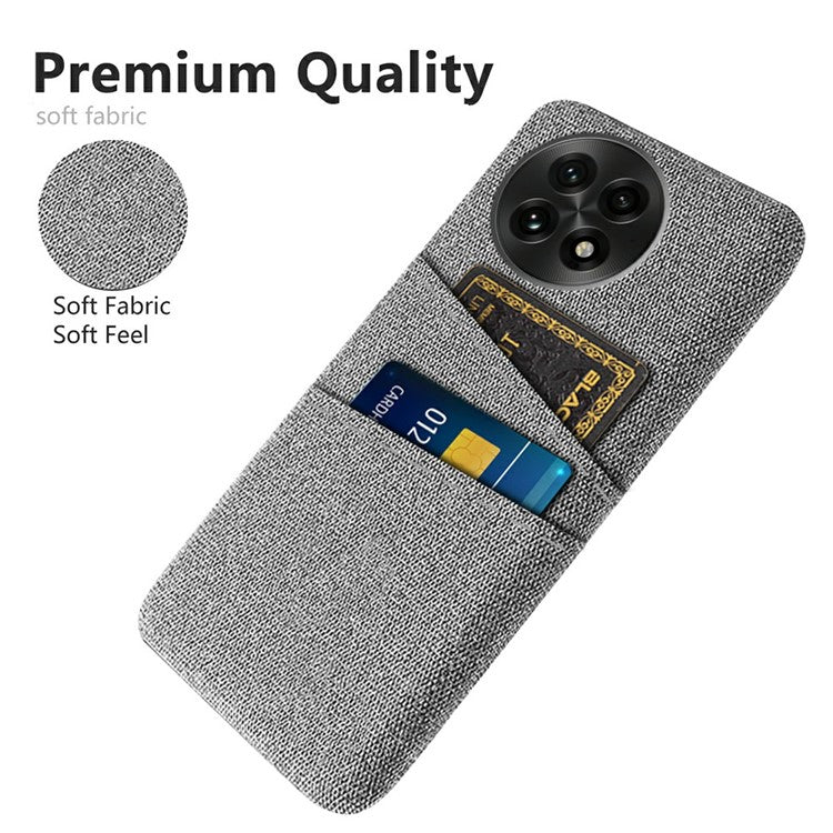 For OnePlus 13 Case Cloth + Hard PC Phone Cover with Dual Card Slots - Light Grey
