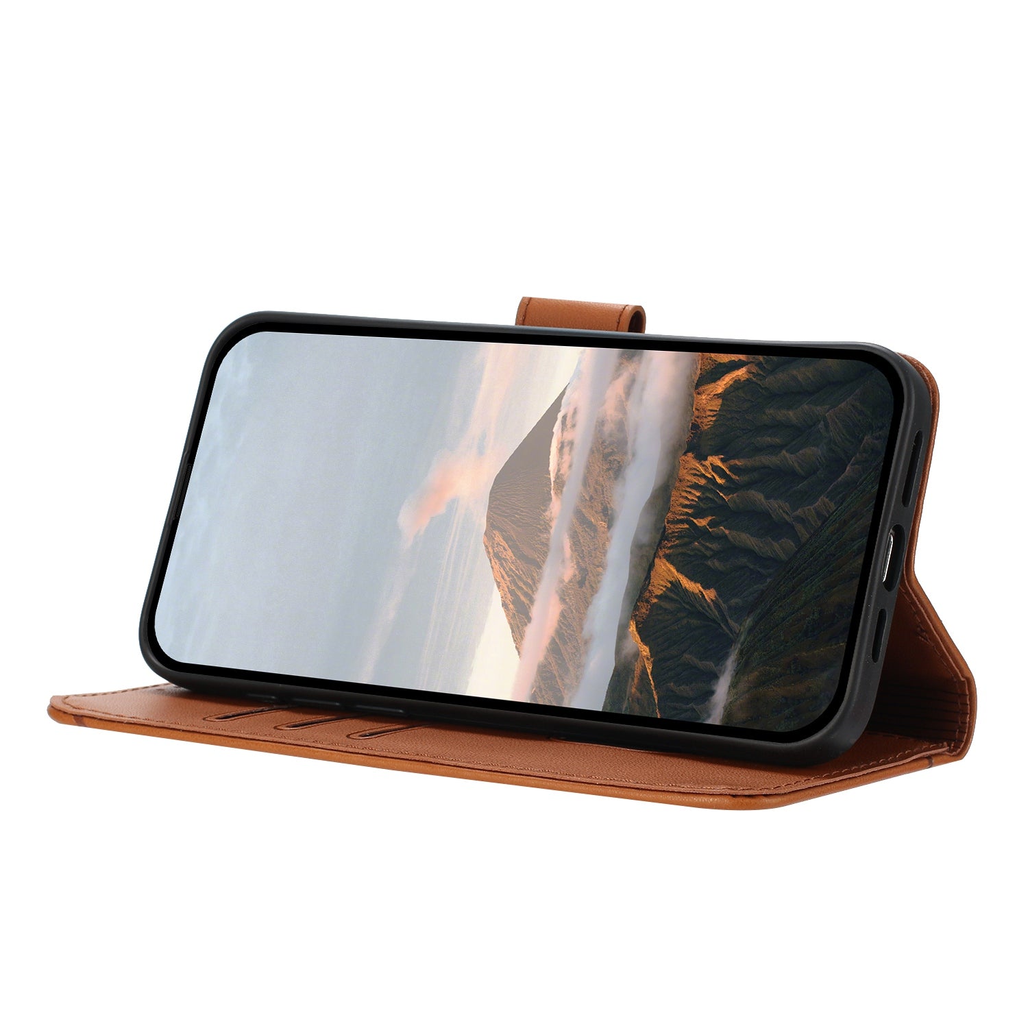 YX0090 For Samsung Galaxy A06 Case Triangle Imprint Leather Phone Cover with Lanyard - Coffee