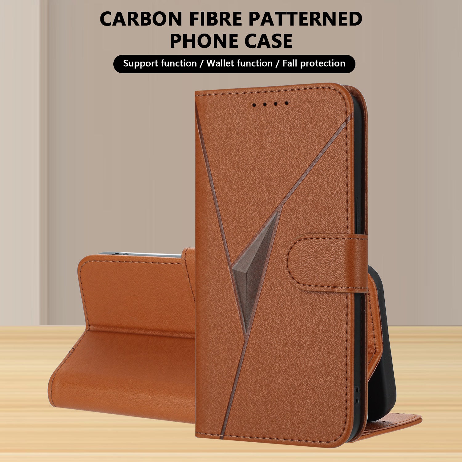 YX0090 For Samsung Galaxy A06 Case Triangle Imprint Leather Phone Cover with Lanyard - Coffee