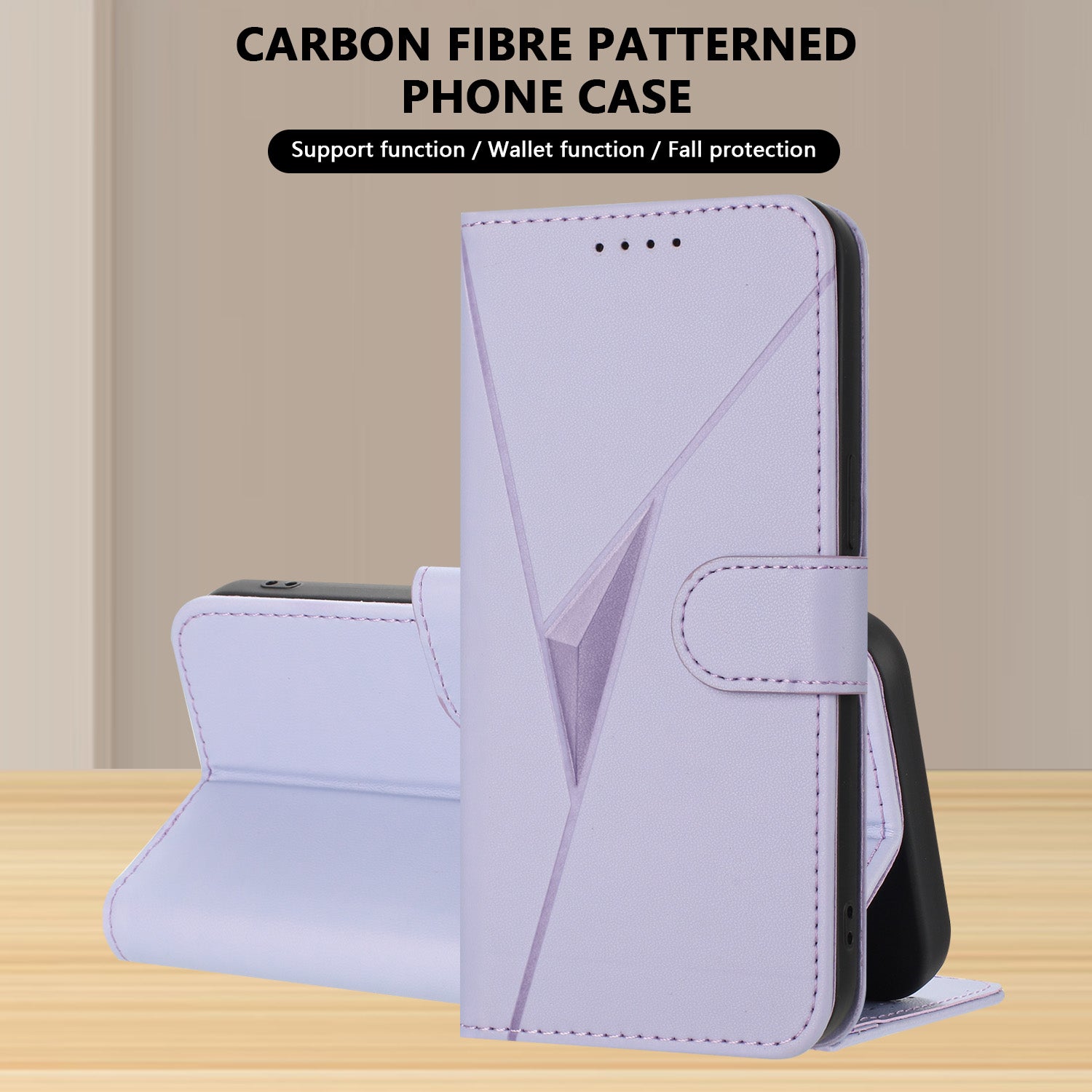YX0090 For Samsung Galaxy A06 Case Triangle Imprint Leather Phone Cover with Lanyard - Light Purple