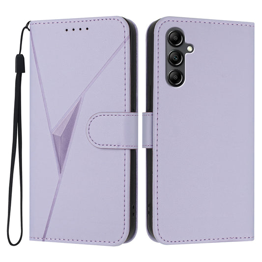 YX0090 For Samsung Galaxy A16 5G  /  4G Case Triangle Imprint Leather Phone Cover with Lanyard - Light Purple
