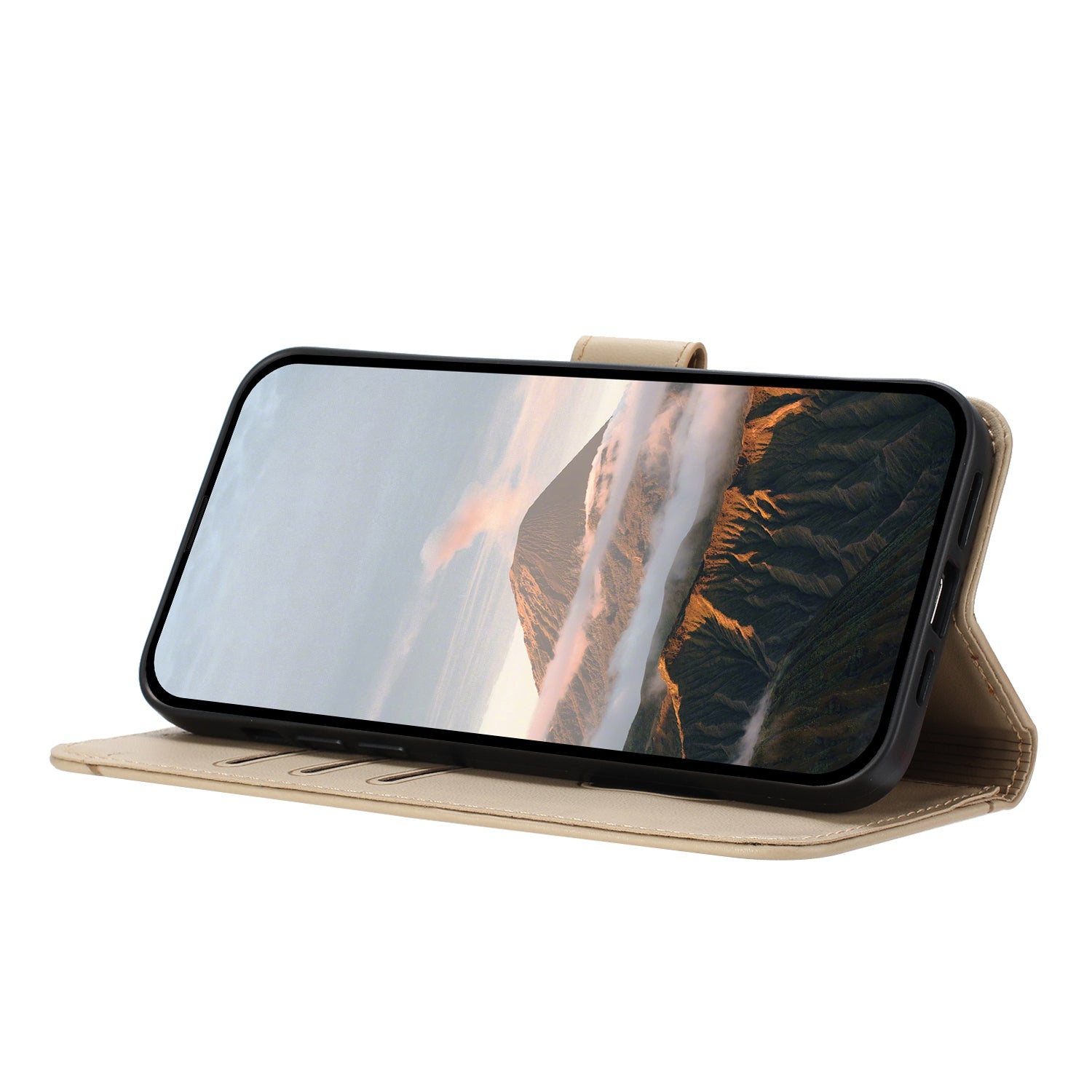 YX0090 For Samsung Galaxy A16 5G  /  4G Case Triangle Imprint Leather Phone Cover with Lanyard - Gold