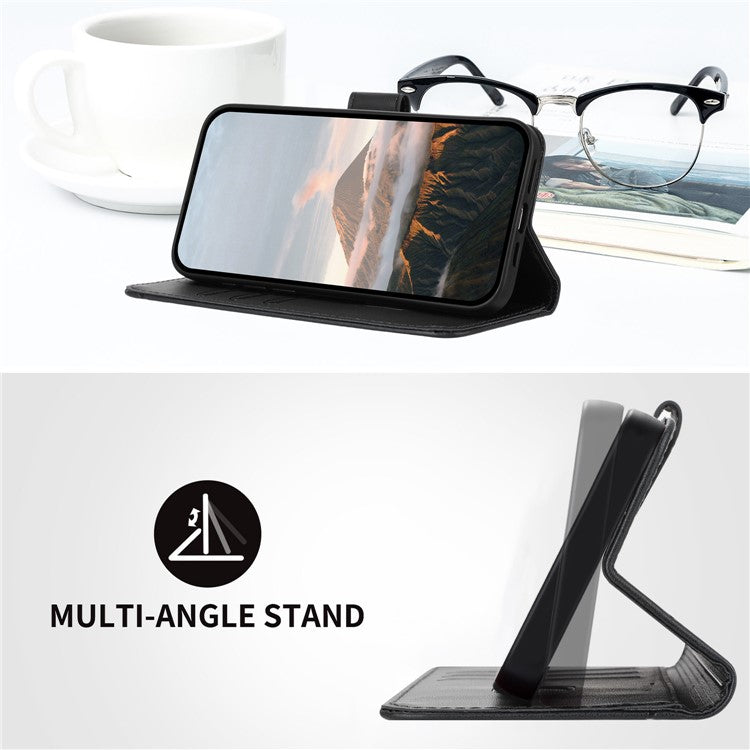 For Motorola Moto X50 Ultra 5G / Edge 50 Ultra 5G Case Triangle Imprint Leather Phone Cover with Lanyard - Black