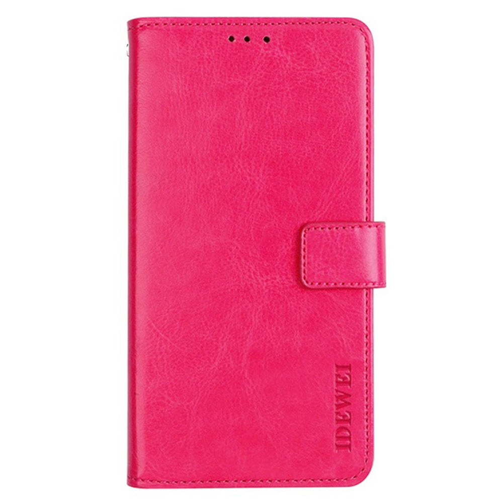 IDEWEI For Samsung Galaxy A06 Stand Case Crazy Horse Texture Leather Phone Cover - Rose