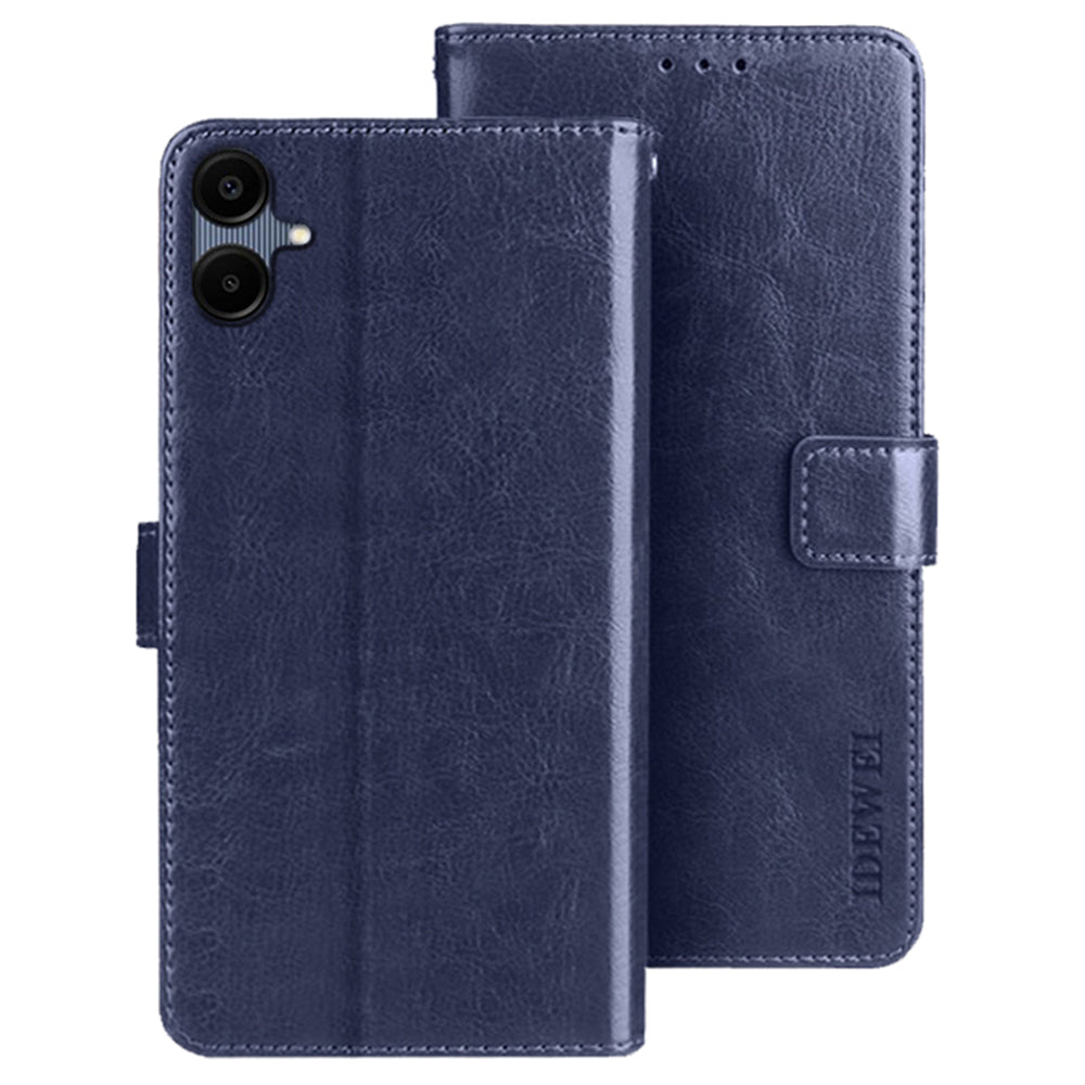 IDEWEI For Samsung Galaxy A06 Stand Case Crazy Horse Texture Leather Phone Cover - Dark Blue