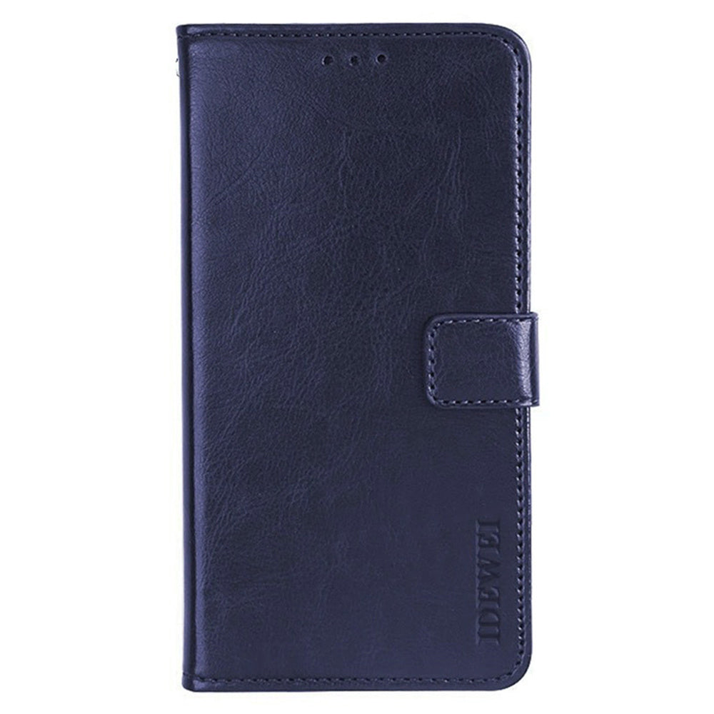 IDEWEI For Samsung Galaxy A06 Stand Case Crazy Horse Texture Leather Phone Cover - Dark Blue