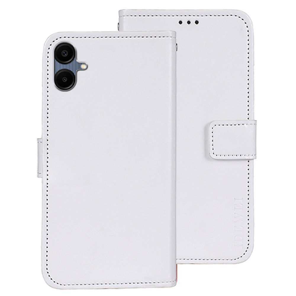IDEWEI For Samsung Galaxy A06 Stand Case Crazy Horse Texture Leather Phone Cover - White