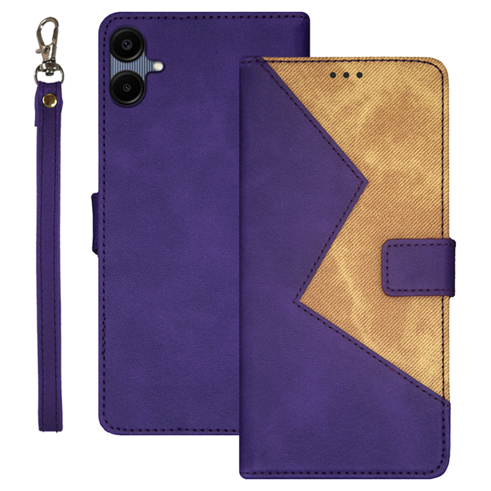 IDEWEI For Samsung Galaxy A06 Case Card Slots Splicing Color Leather Phone Cover - Purple