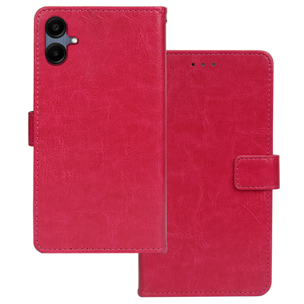 IDEWEI For Samsung Galaxy A06 Case Card Slots Holder Leather Phone Cover Crazy Horse Texture - Rose